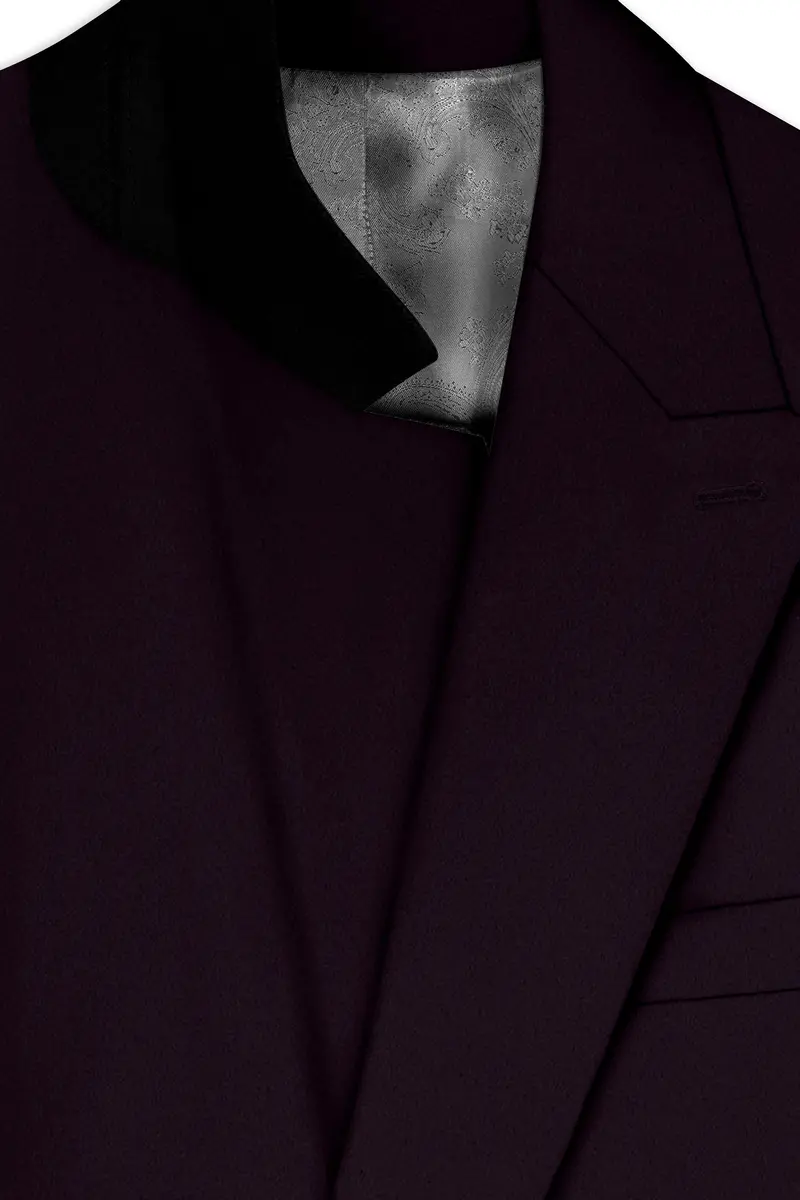 Marenzo-Korean Seal Maroon 4-Way Stretch Wrinkle-Free Wool Rich Double Breasted Blazer 4
