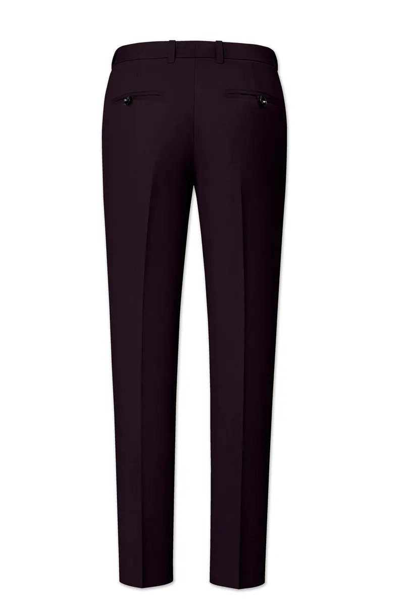 Marenzo-Korean Seal Maroon 4-Way Stretch Wrinkle-Free Wool Rich Double Breasted Suit 14