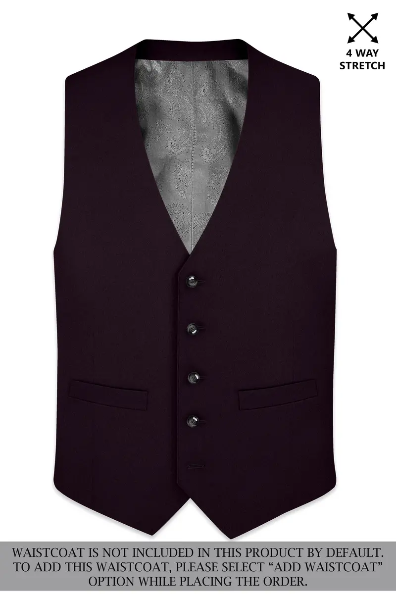 Marenzo-Korean Seal Maroon 4-Way Stretch Wrinkle-Free Wool Rich Double Breasted Suit 16
