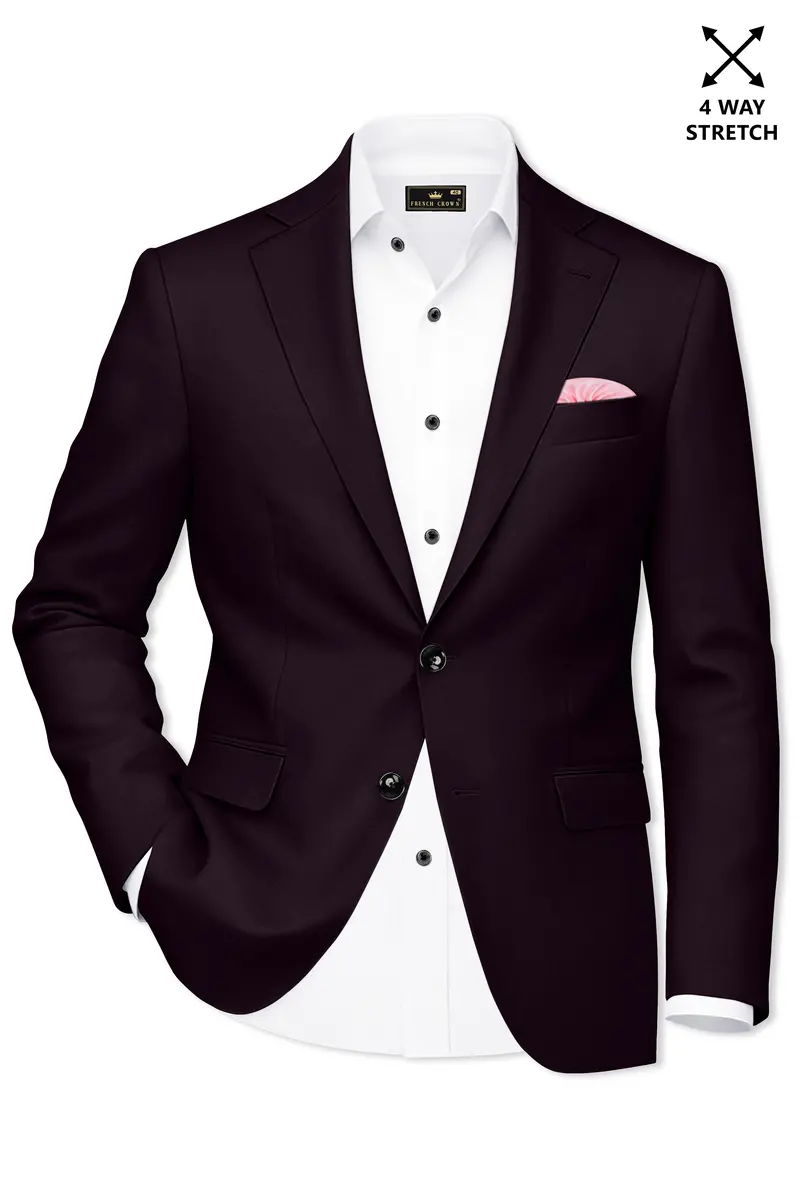 Marenzo-Korean Seal Maroon 4-Way Stretch Wrinkle-Free Wool Rich Single Breasted Suit 10