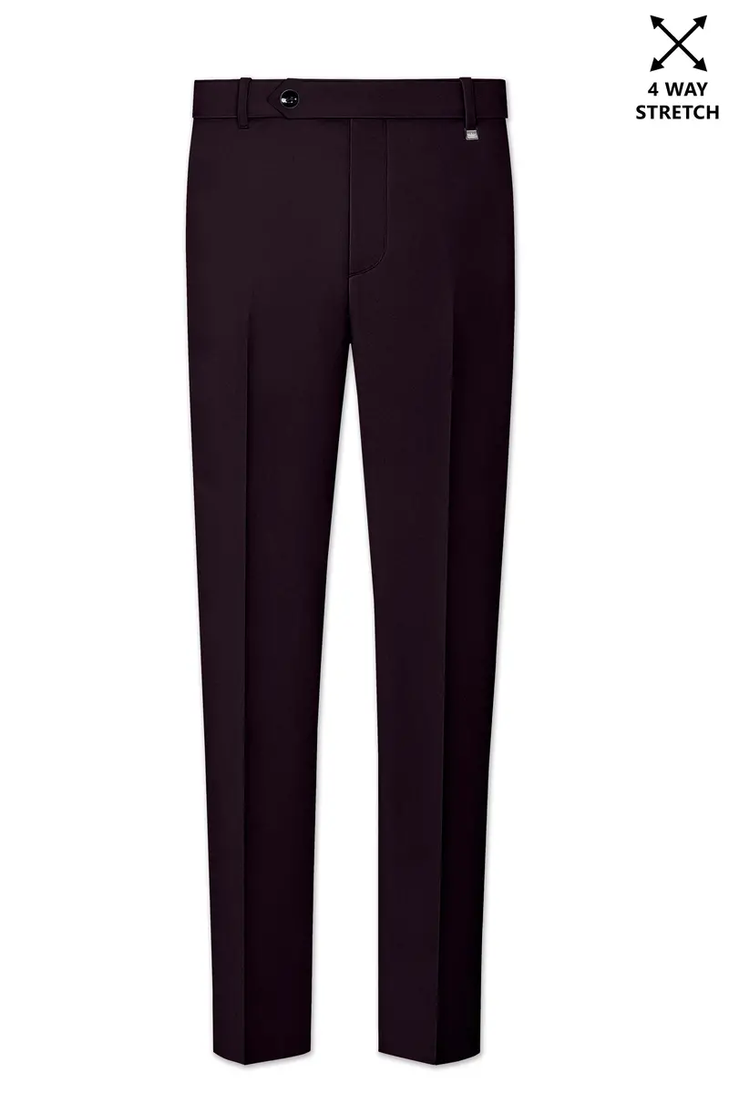 Marenzo-Korean Seal Maroon 4-Way Stretch Wrinkle-Free Wool Rich Single Breasted Suit 13