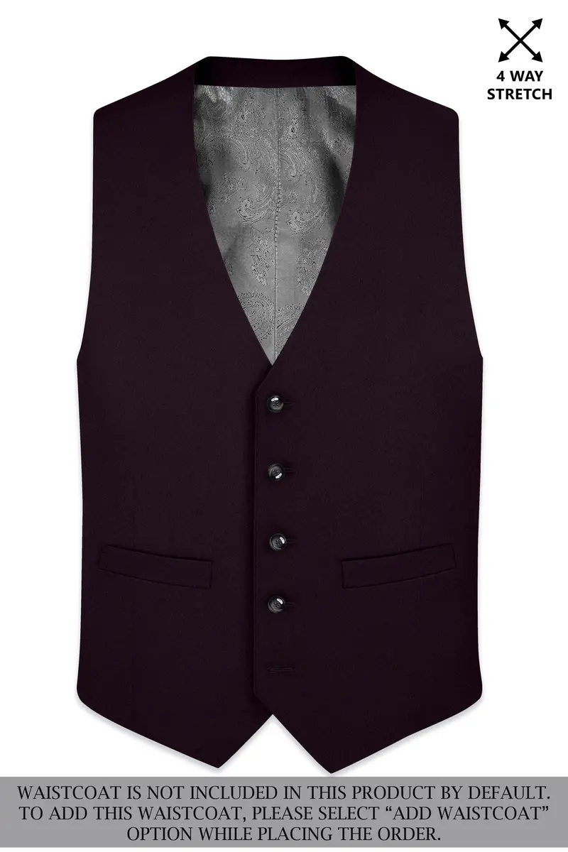 Marenzo-Korean Seal Maroon 4-Way Stretch Wrinkle-Free Wool Rich Single Breasted Suit 16