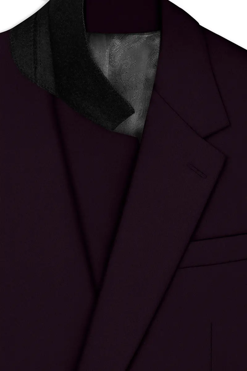 Marenzo-Korean Seal Maroon 4-Way Stretch Wrinkle-Free Wool Rich Single Breasted Suit 5