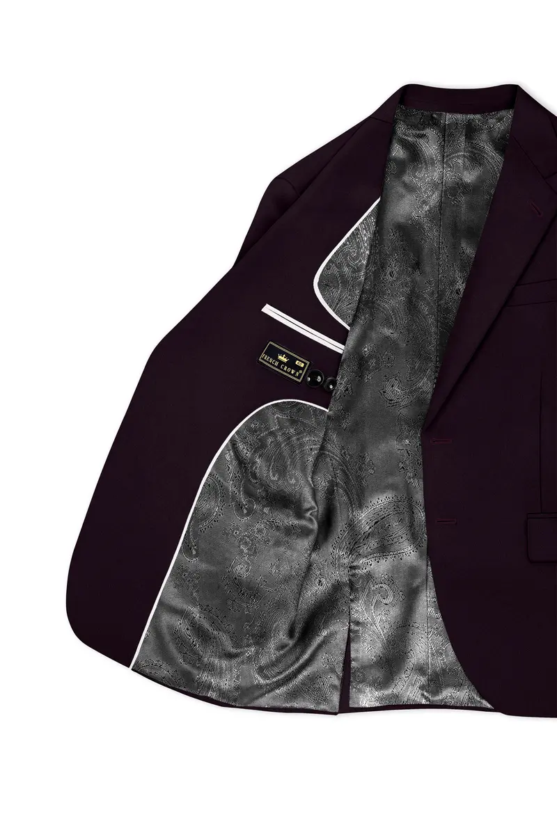 Marenzo-Korean Seal Maroon 4-Way Stretch Wrinkle-Free Wool Rich Single Breasted Suit 6