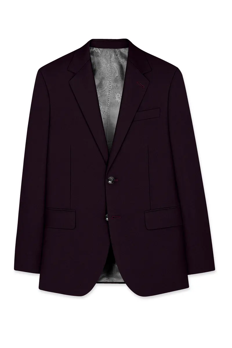 Marenzo-Korean Seal Maroon 4-Way Stretch Wrinkle-Free Wool Rich Single Breasted Suit 8
