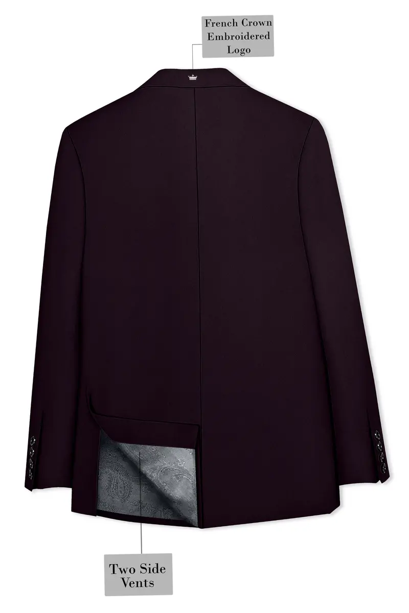 Marenzo-Korean Seal Maroon 4-Way Stretch Wrinkle-Free Wool Rich Single Breasted Suit 9
