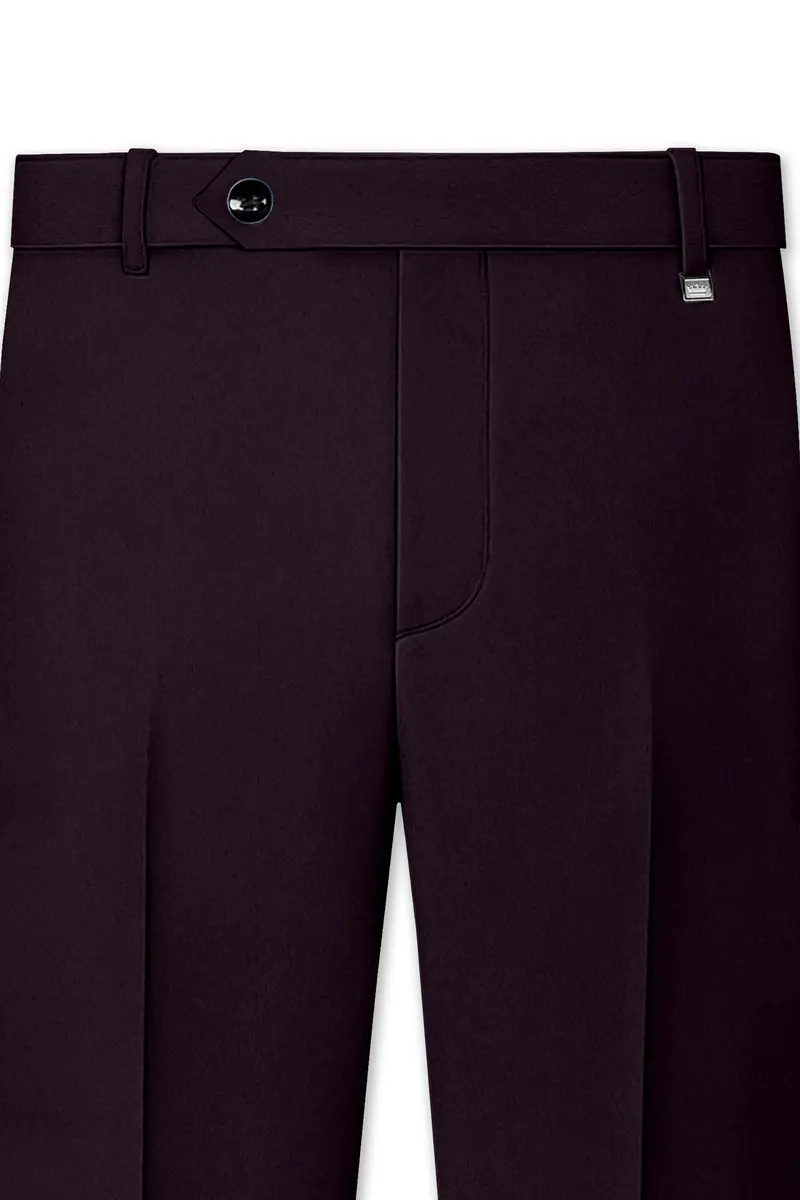 Marenzo-Korean Seal Maroon 4-Way Stretch Wrinkle-Free Wool Rich Stretchable Waistband Pant 4