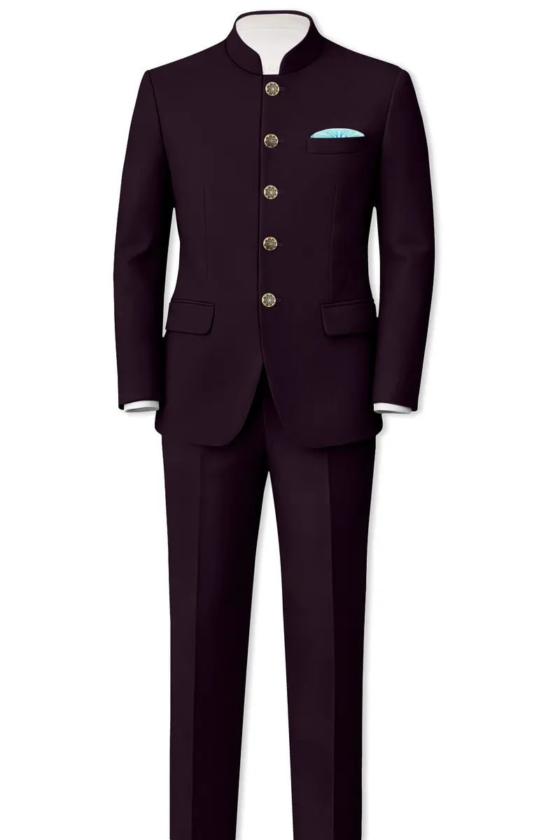 Marenzo-Korean Seal Maroon 4-Way Stretch Wrinkle-Free Wool Rich Stretchable Waistband Pant 7