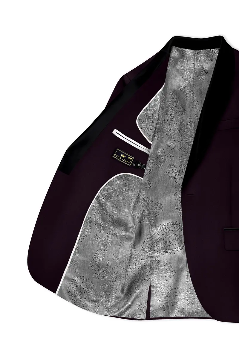 Marenzo-Korean Seal Maroon 4-Way Stretch Wrinkle-Free Wool Rich Tuxedo Blazer 5