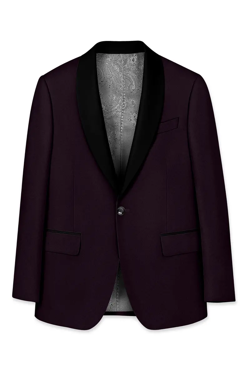 Marenzo-Korean Seal Maroon 4-Way Stretch Wrinkle-Free Wool Rich Tuxedo Blazer 7