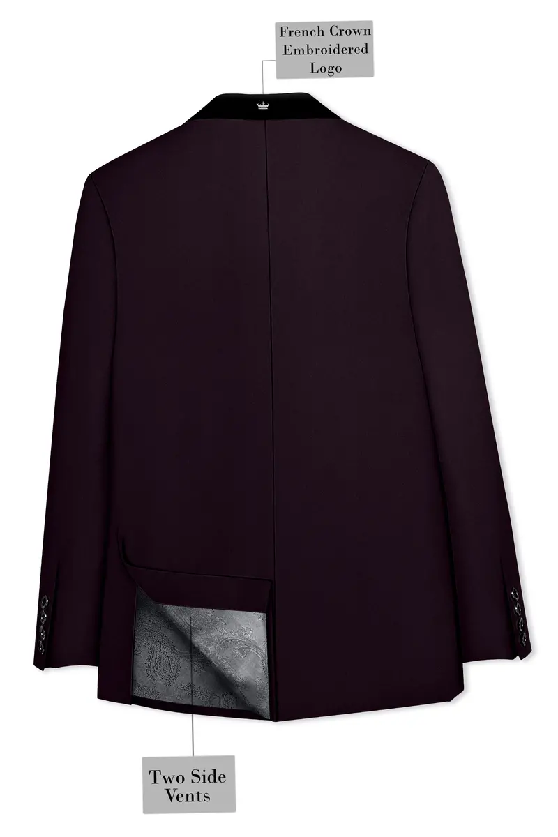 Marenzo-Korean Seal Maroon 4-Way Stretch Wrinkle-Free Wool Rich Tuxedo Blazer 8