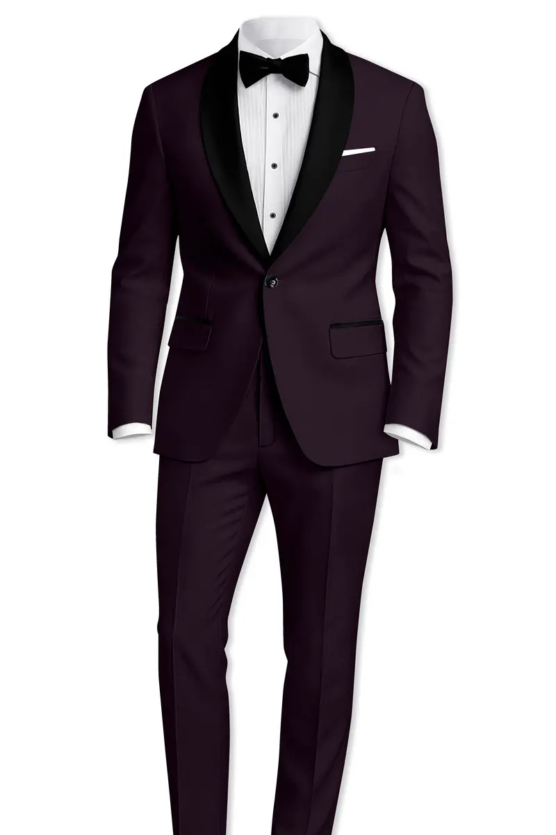 Marenzo-Korean Seal Maroon 4-Way Stretch Wrinkle-Free Wool Rich Tuxedo Blazer 9