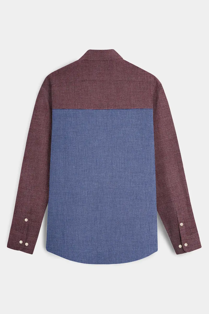 Marguerite Blue And Flamingo Brown Dobby Textured Premium Giza Cotton Designer Shirt 7