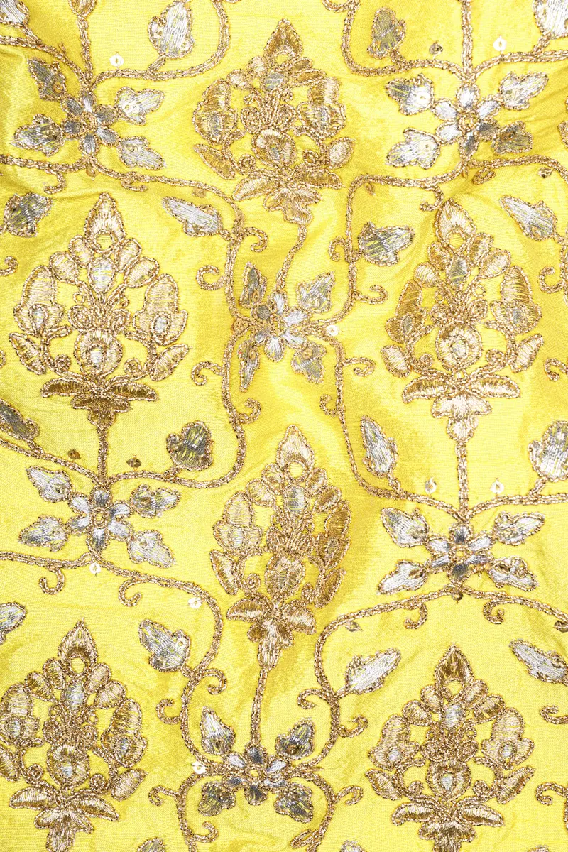 Marigold Yellow And Quicksand Brown Thread Embroidered Cross Placket Bandhgala Jodhpuri 3