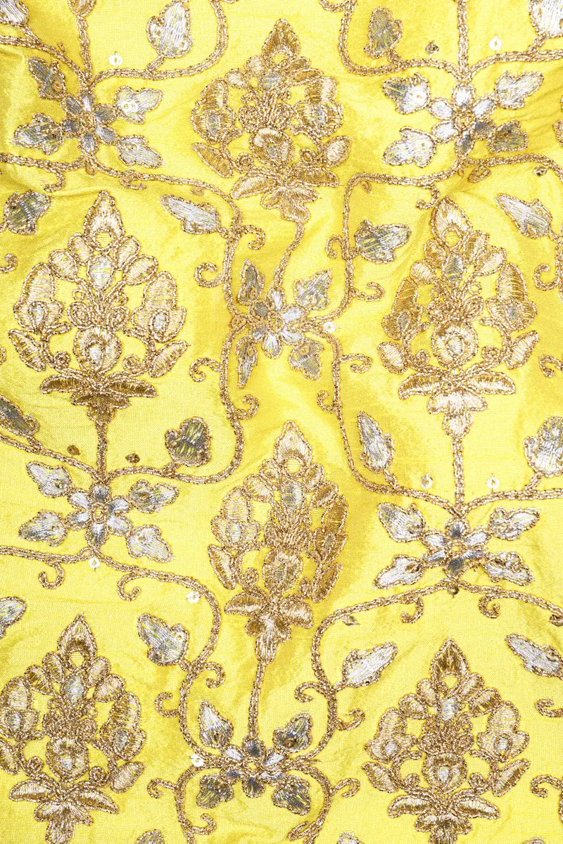 Marigold Yellow And Quicksand Brown Thread Embroidered Nehru Jacket 3