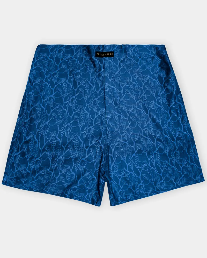 Marine Blue Floral Printed Jacquard Premium Cotton Boxer 1