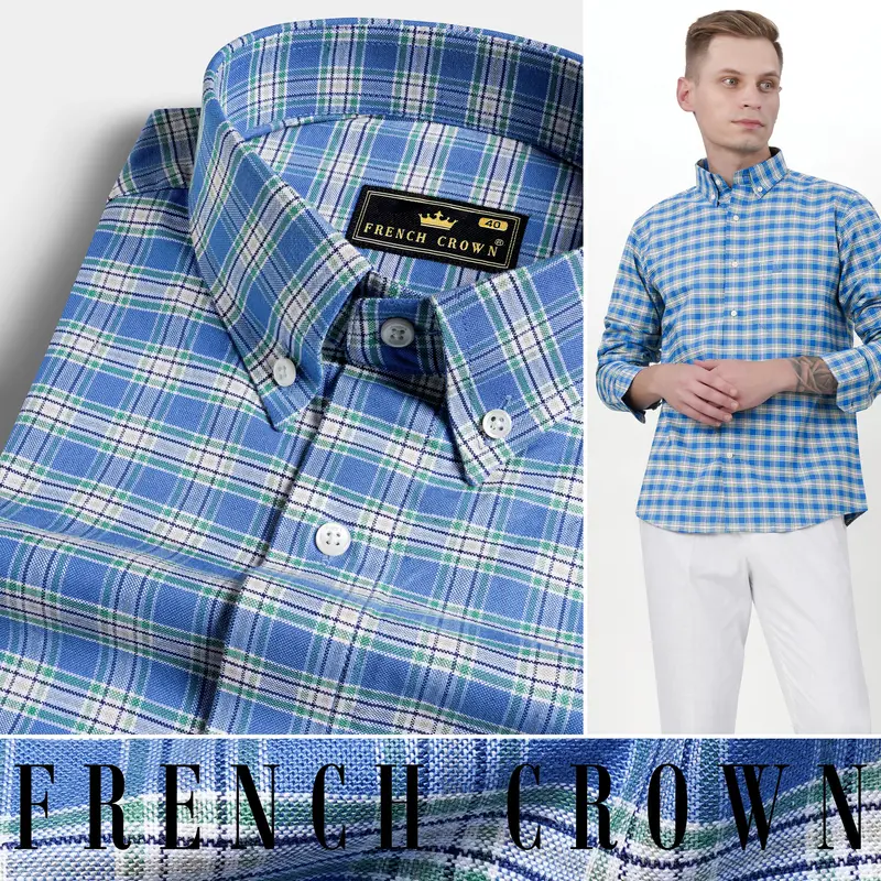 Mariner Blue And White Checkered Royal Oxford Shirt 4