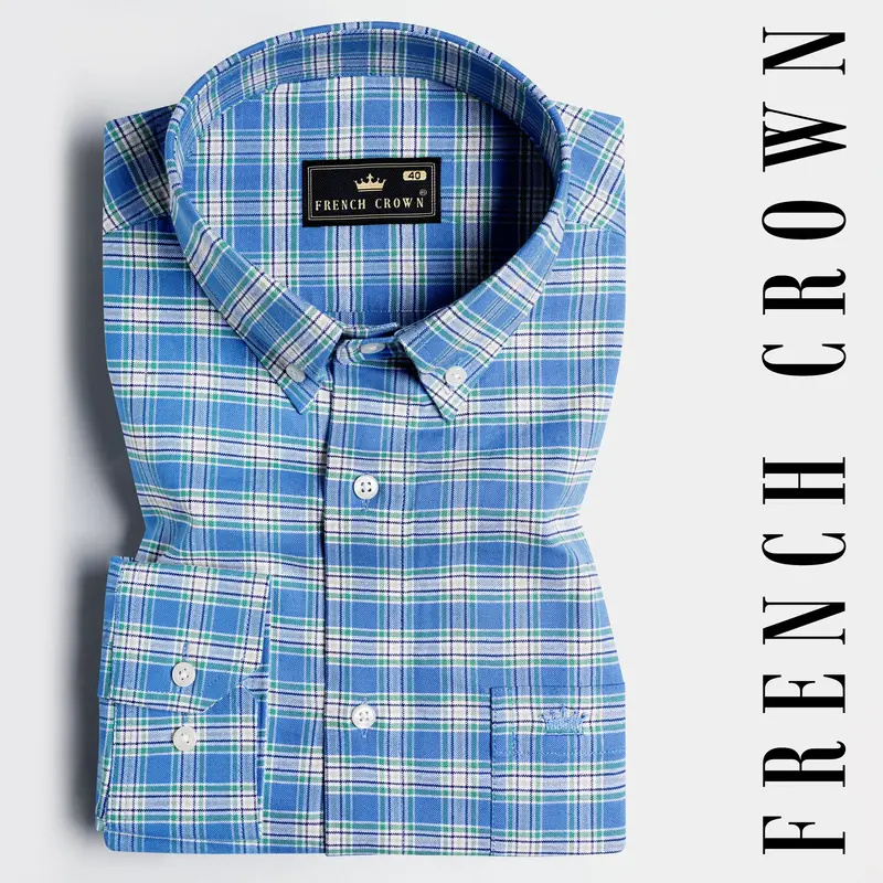 Mariner Blue And White Checkered Royal Oxford Shirt 7