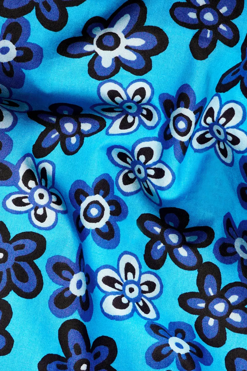 Mariner Blue Ditsy Printed Premium Cotton Shirt 2