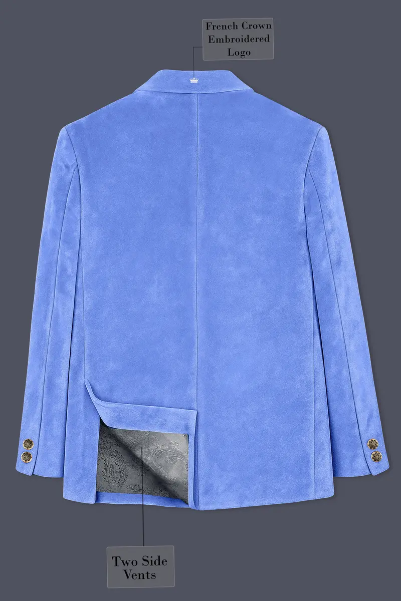 Mariner Blue Velvet Cross Placket Bandhgala Designer Blazer 7