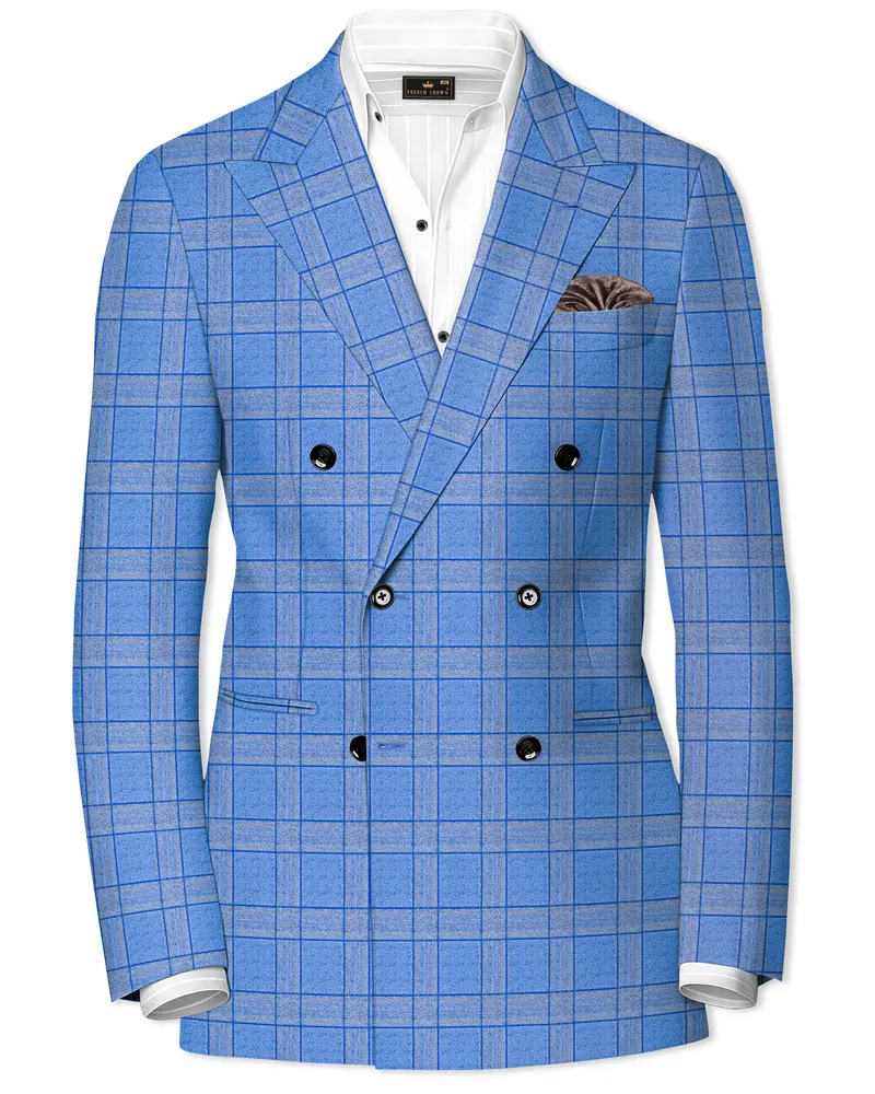 Mariner-Danube Blue Wool Blend Double Breasted Blazer 1