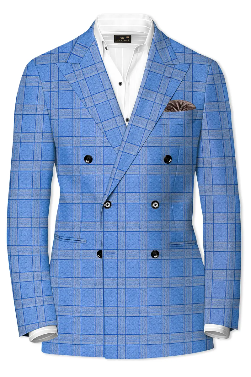 Mariner-Danube Blue Wool Blend Double Breasted Blazer 2