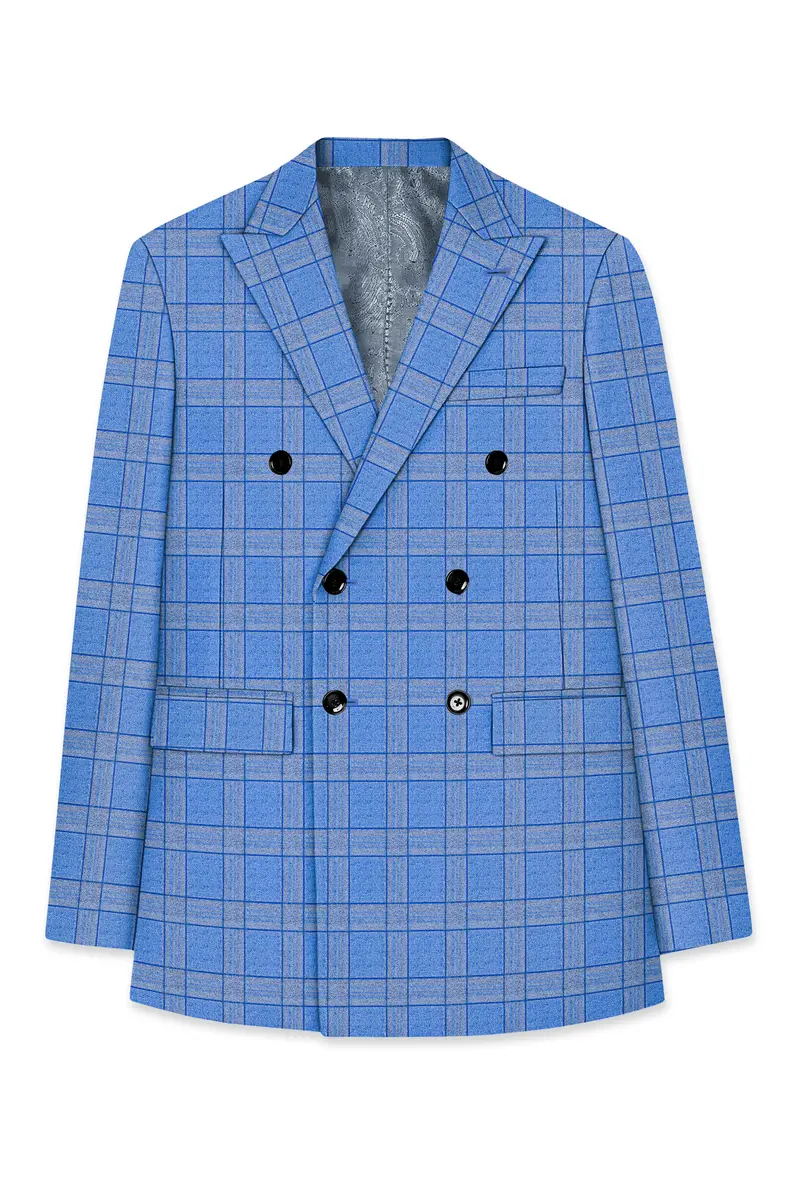 Mariner-Danube Blue Wool Blend Double Breasted Blazer 7