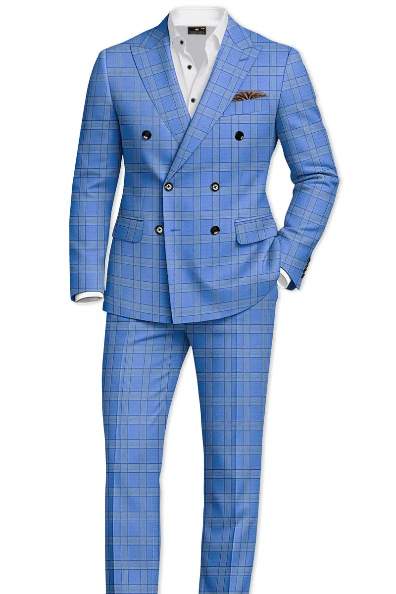 Mariner-Danube Blue Wool Blend Double Breasted Blazer 9
