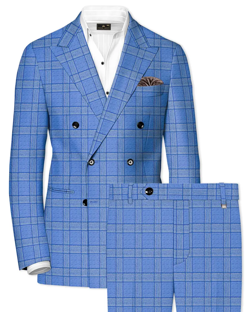 Mariner-Danube Blue Wool Blend Double Breasted Suit 1