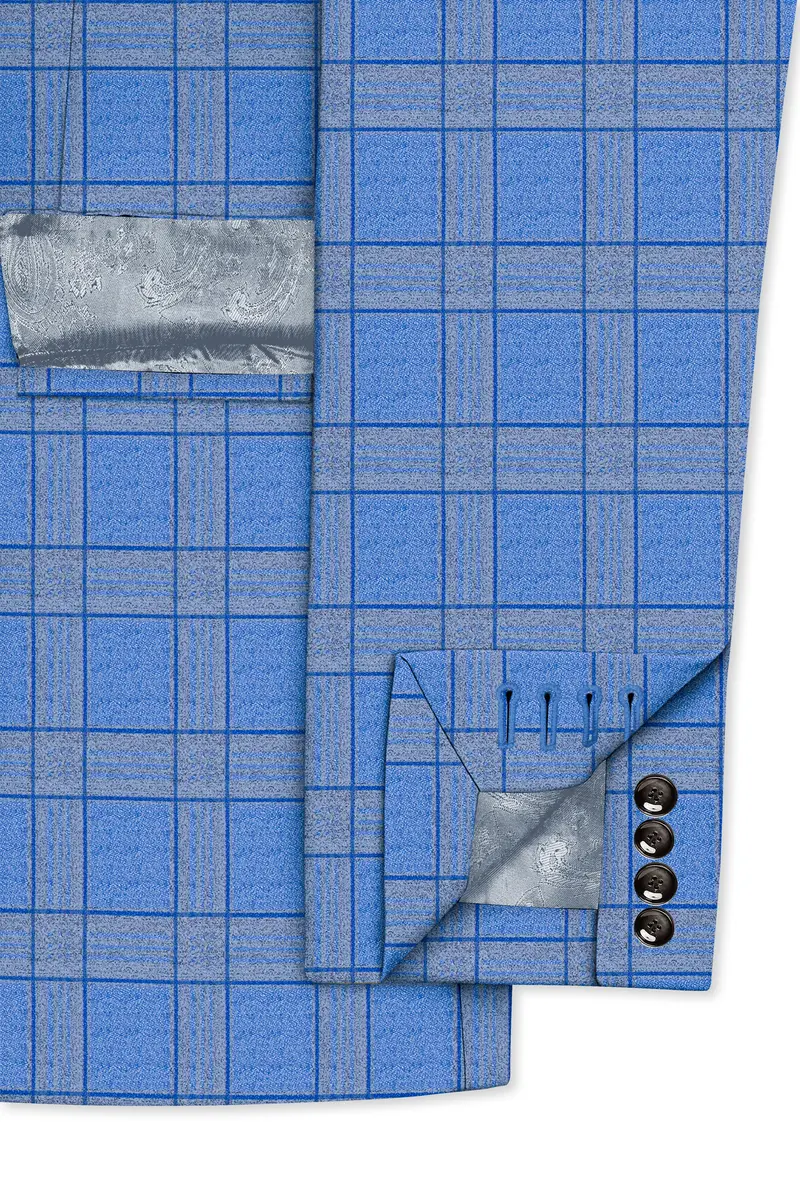 Mariner-Danube Blue Wool Blend Double Breasted Suit 7