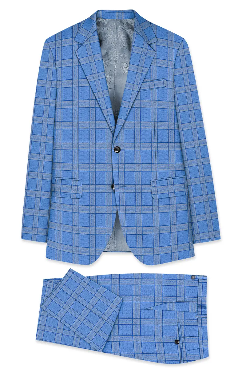 Mariner-Danube Blue Wool Blend Single Breasted Suit 11