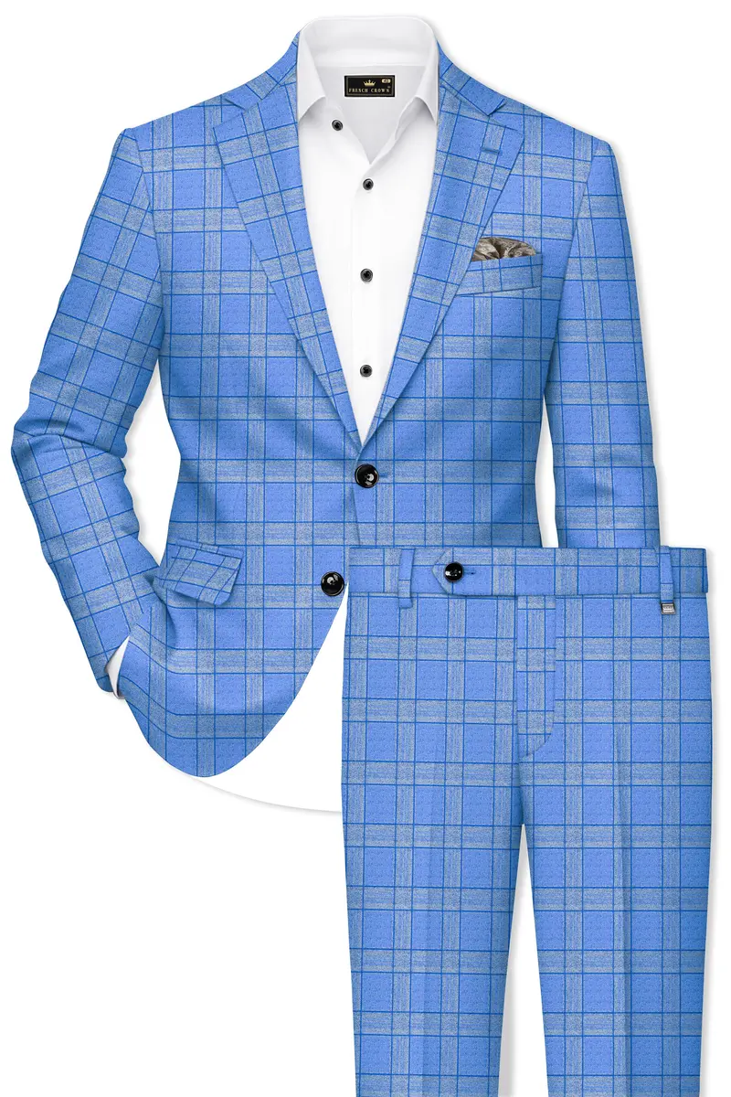 Mariner-Danube Blue Wool Blend Single Breasted Suit 2