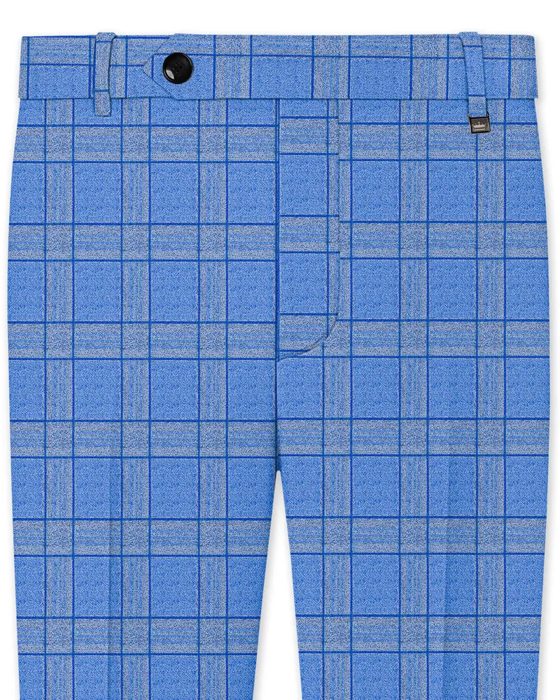 Mariner-Danube Blue Wool Blend Stretchable Waistband Pant 1