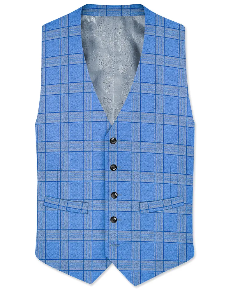 Mariner-Danube Blue Wool Blend Waistcoat 1