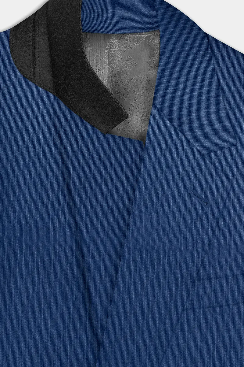 Marinoir-Cello Blue Solid Wool Rich Single Breasted Slight Stretch Blazer 5