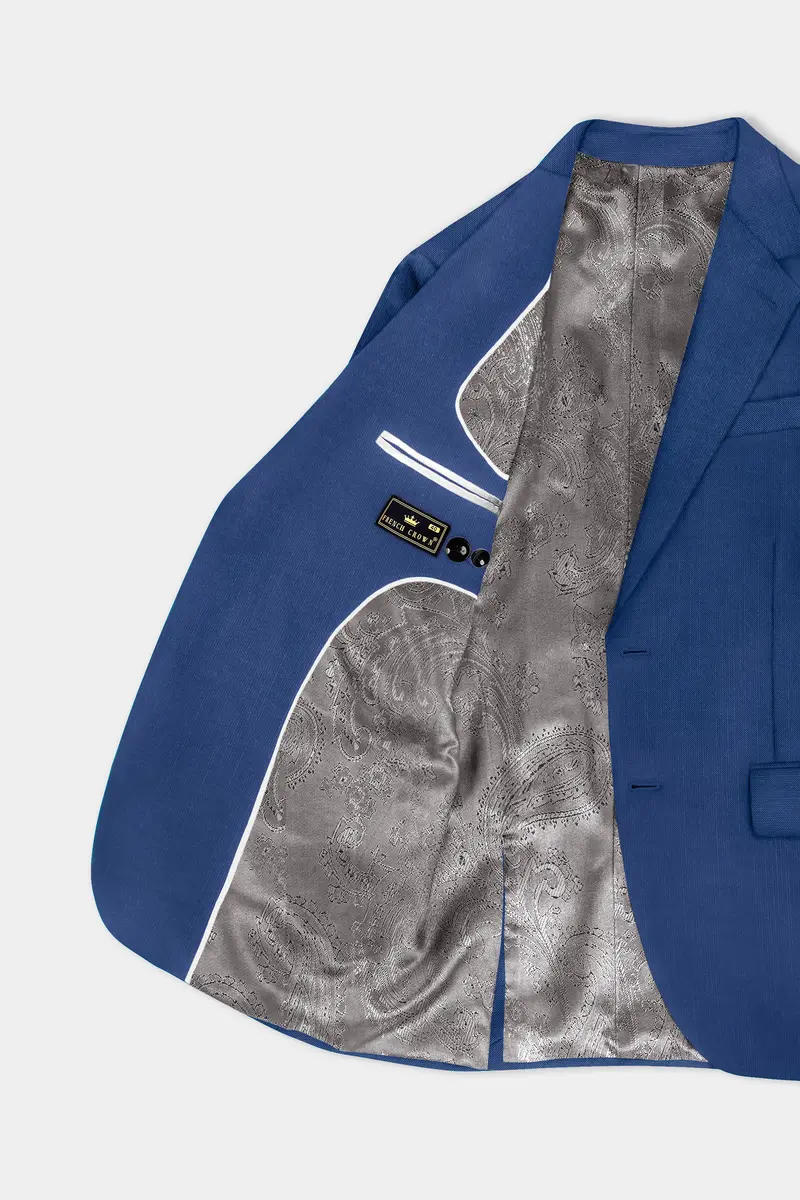 Marinoir-Cello Blue Solid Wool Rich Single Breasted Slight Stretch Blazer 6