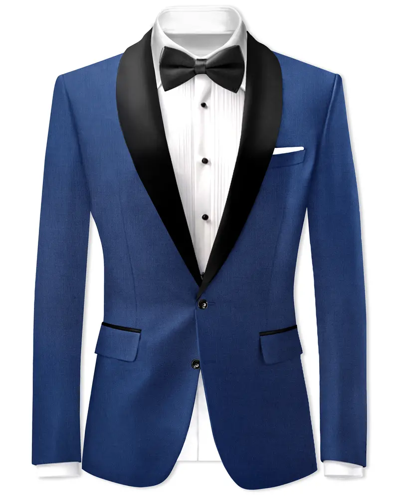Marinoir-Cello Blue Wool Rich Tuxedo Slight Stretch Blazer 1