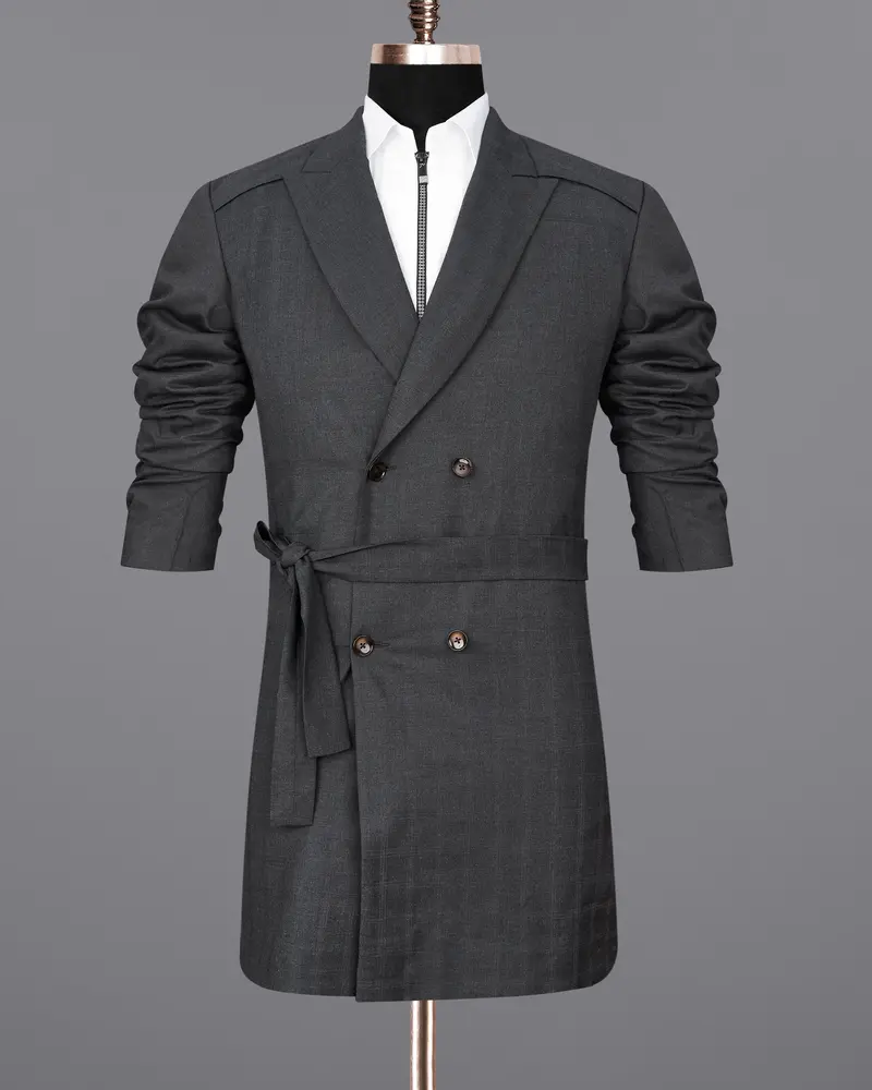 Marlin Gray Double Breasted Designer Overcoat 10