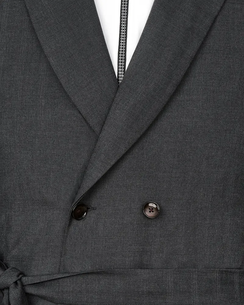 Marlin Gray Double Breasted Designer Overcoat 4