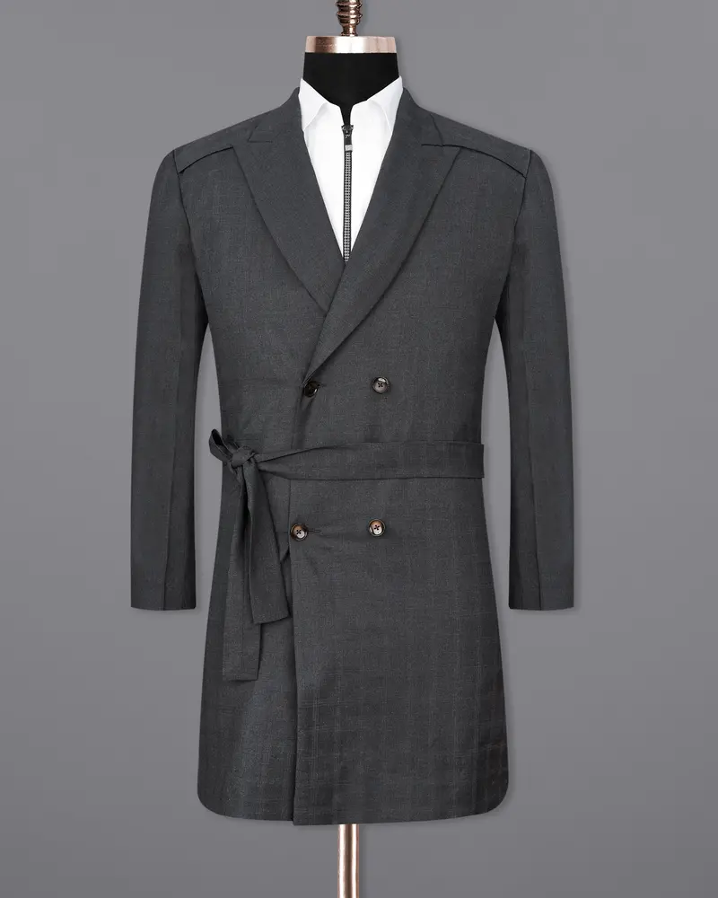 Marlin Gray Double Breasted Designer Overcoat 8