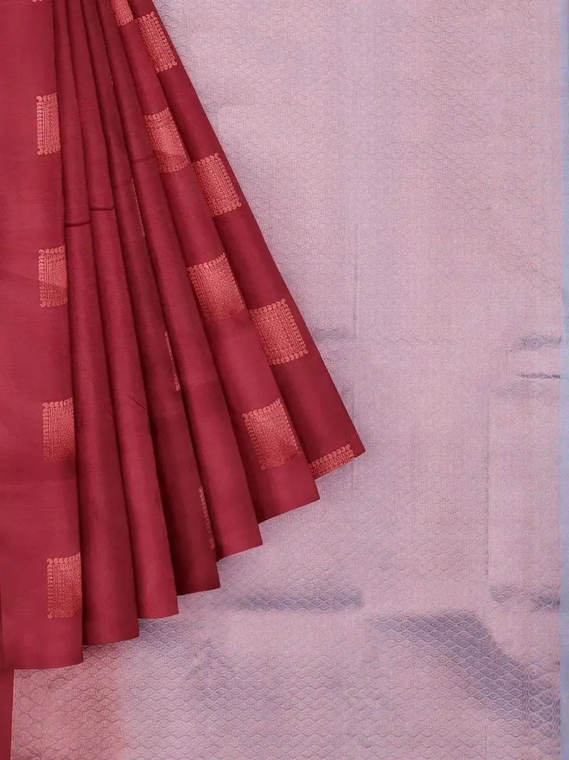 Maroon Art Silk With Zari Butta On The Body And Without Border 1