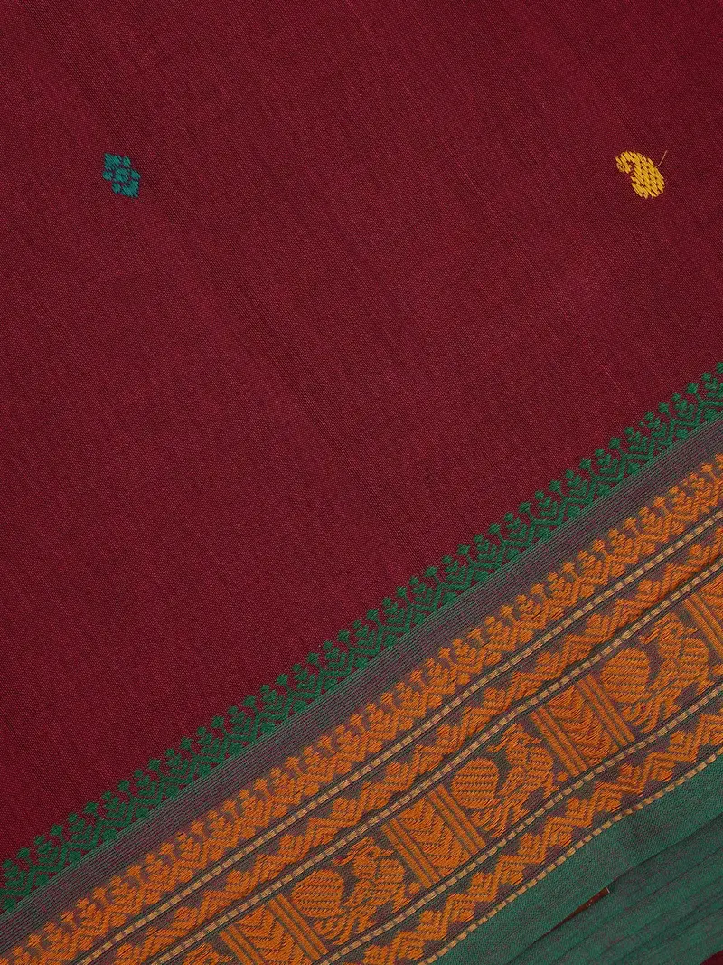 Maroon Butta Design Cotton Saree 2