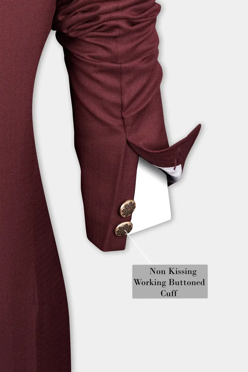 Maroon Dobby Textured Cross Placket Bandhgala Blazer 7