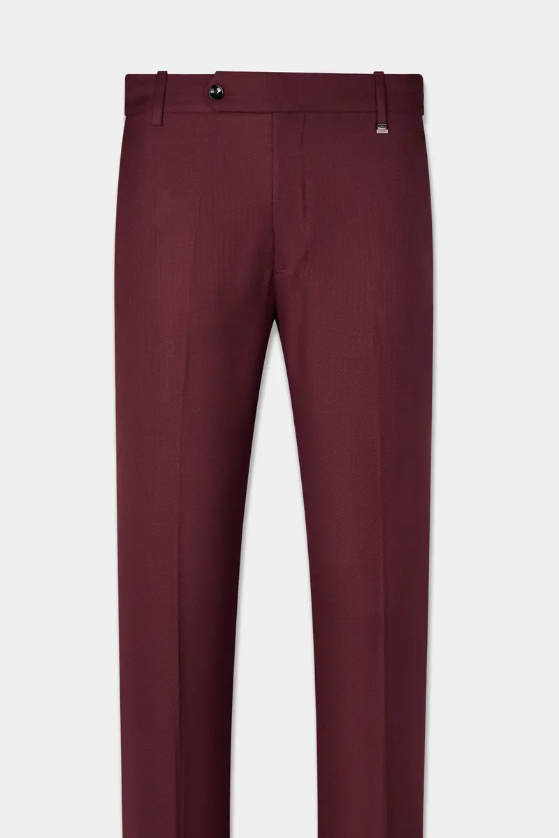 Maroon Dobby Textured Cross Placket Bandhgala Suit 12