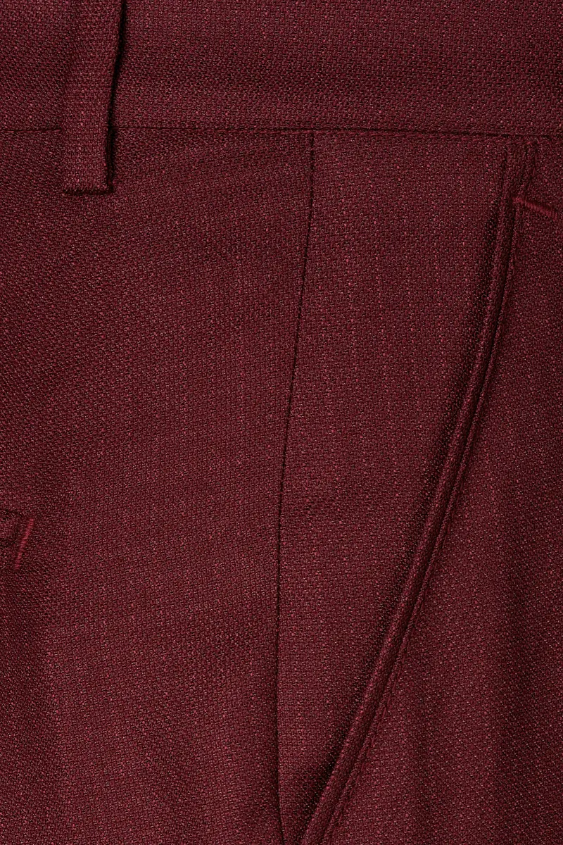 Maroon Dobby Textured Cross Placket Bandhgala Suit 13