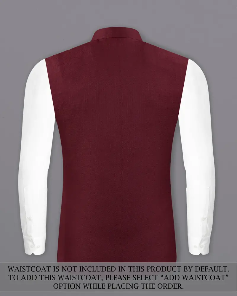Maroon Dobby Textured Cross Placket Bandhgala Suit 15
