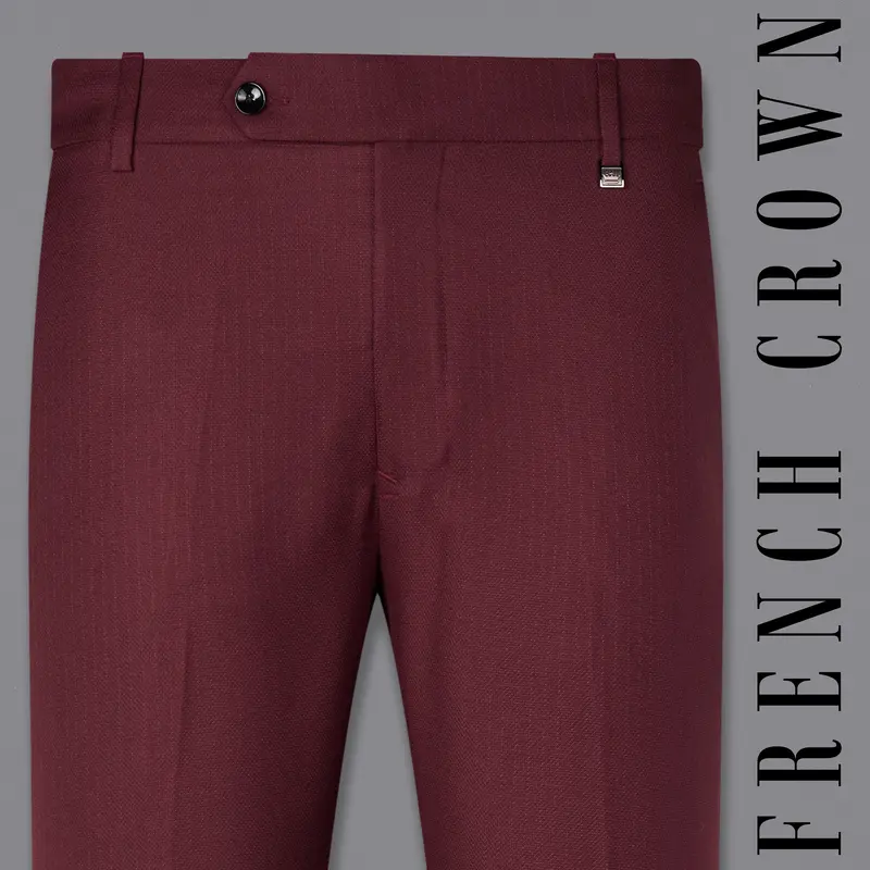 Maroon Dobby Textured Pant 1