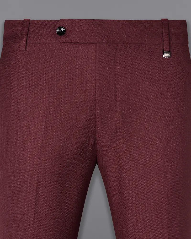 Maroon Dobby Textured Pant 2