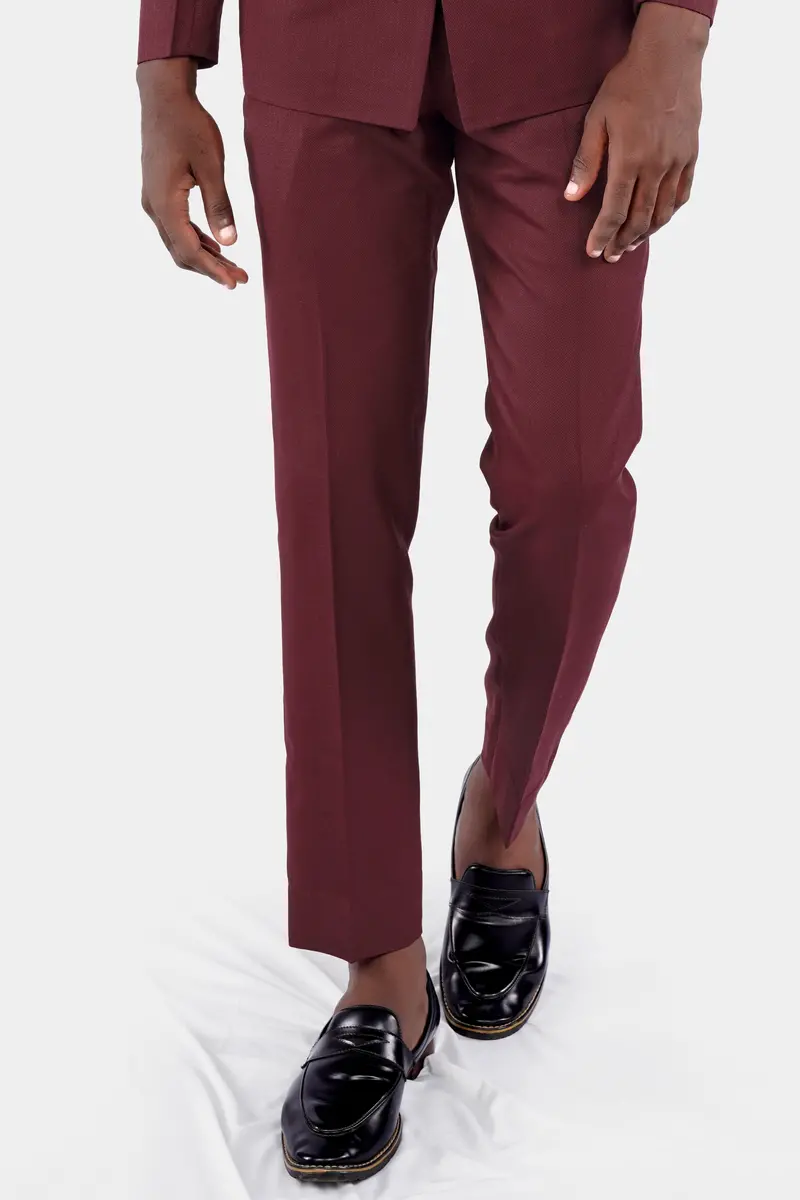 Maroon Dobby Textured Pant 6
