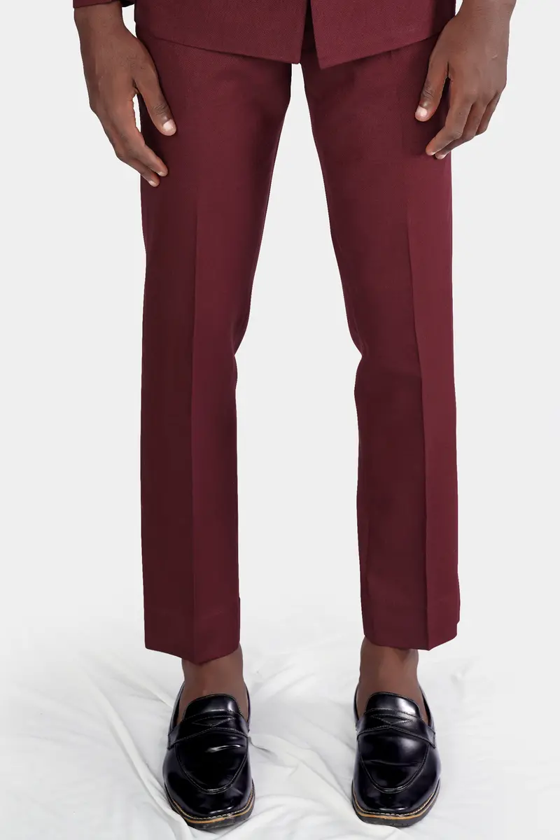 Maroon Dobby Textured Pant 7